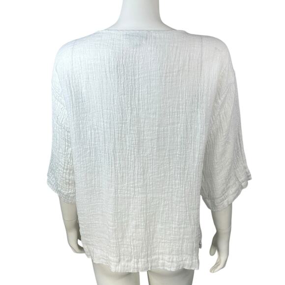 Pure Jill Linen Button Top Womens Size XS Gauze Crinkle Oversized White Summer - Picture 6 of 10